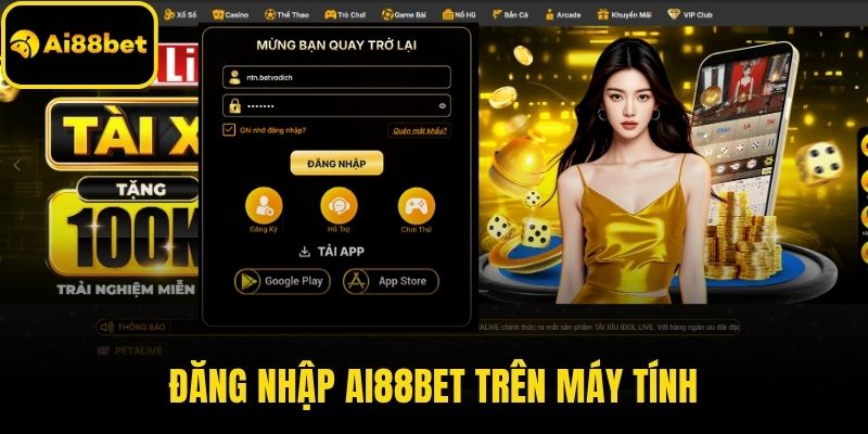 Đăng nhập AI88BET trên máy tính