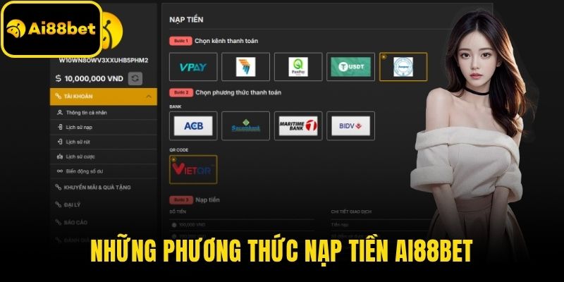 Những phương thức nạp tiền AI88BET